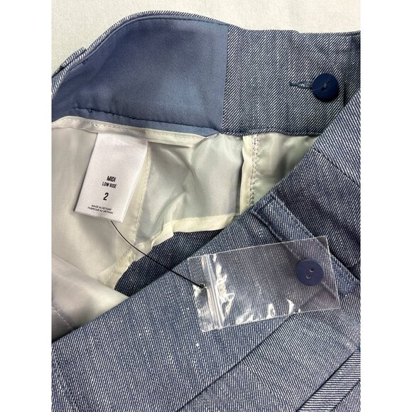 Express Midi Low Rise Chambray Shorts Size 2 Linen Blend Blue - Picture 3 of 5